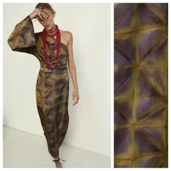 Zara ZW Collection Multicoloured Printed Asymmetric Midi Dress - Picture 4 of 10